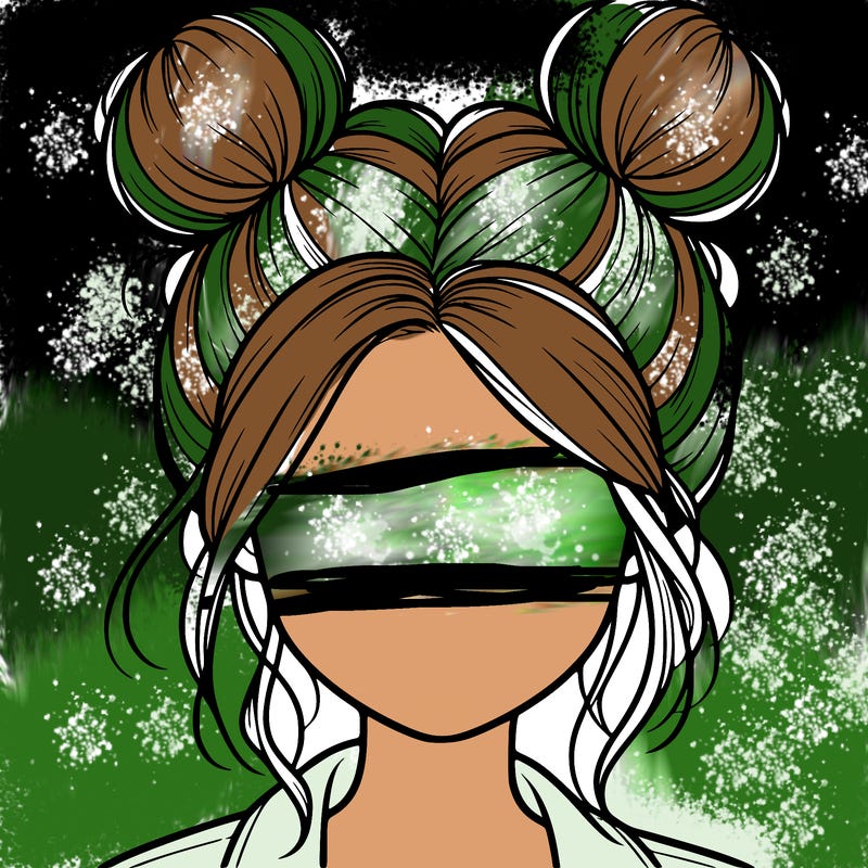 realistic girl with buns on the top of her hair