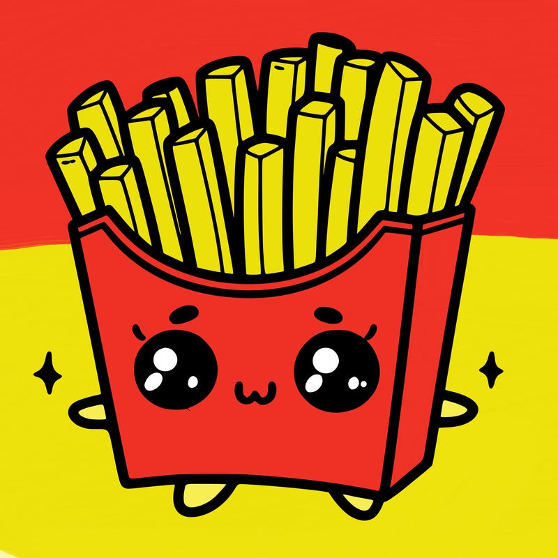 a cute. french fries