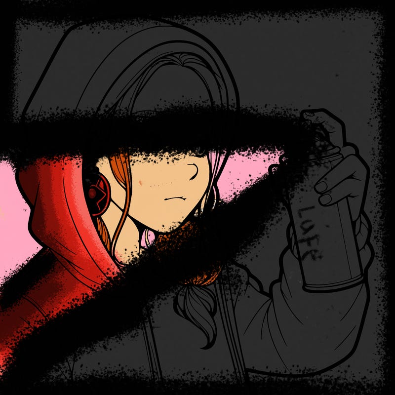 a realistic girl, spray painting