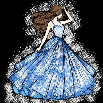 realistic woman with dress flowing in the wind