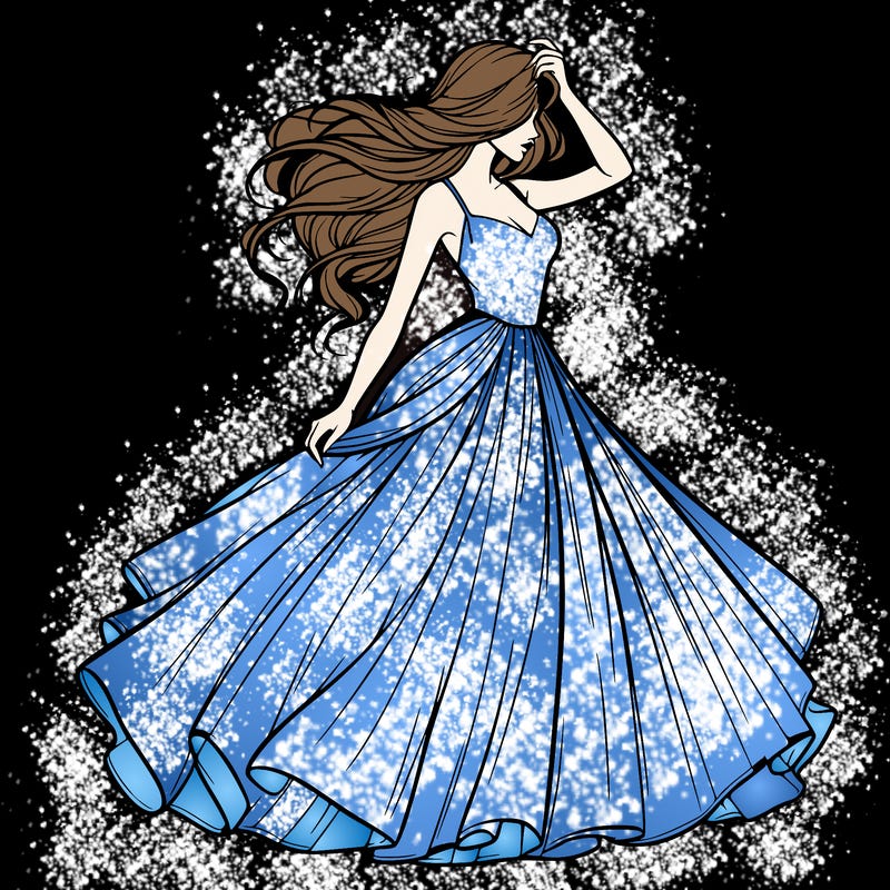 realistic woman with dress flowing in the wind