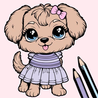 realistic dog cute girl