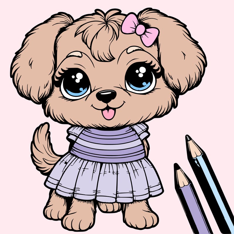 realistic dog cute girl
