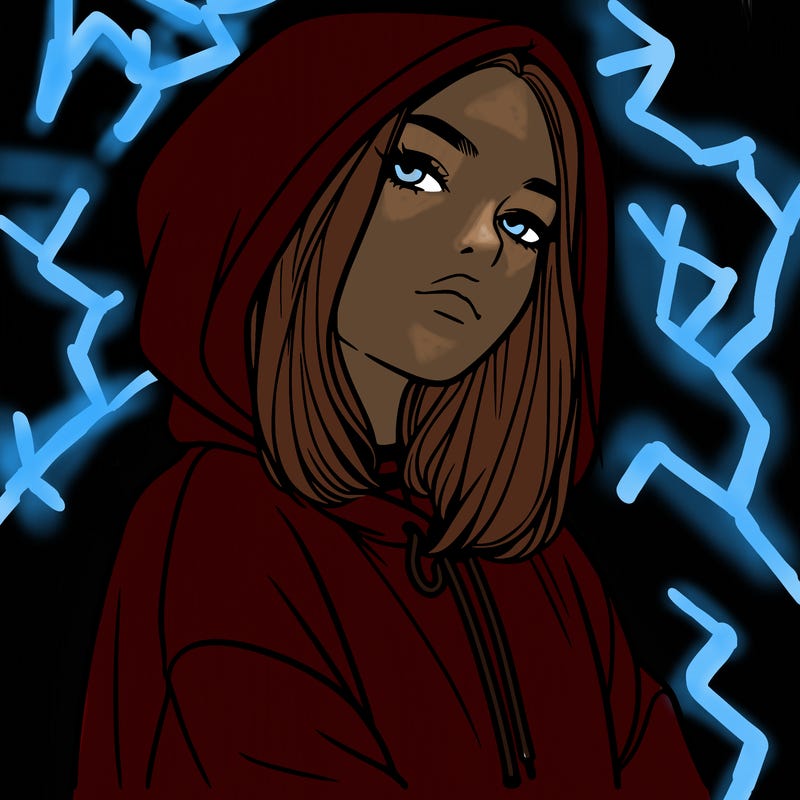 a realistic girl in a hoodie