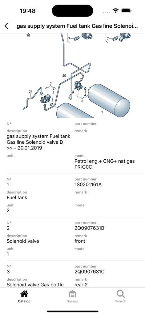 Car parts for Seat - diagrams - Technical diagram of Seat fuel tank and solenoid valve assembly with part numbers
