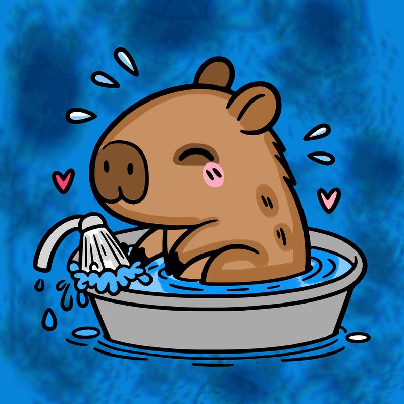 capybara taking a bath