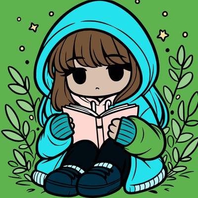 girl in oversized hoodie reading a book