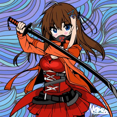 anime girl with sword in cool pose
