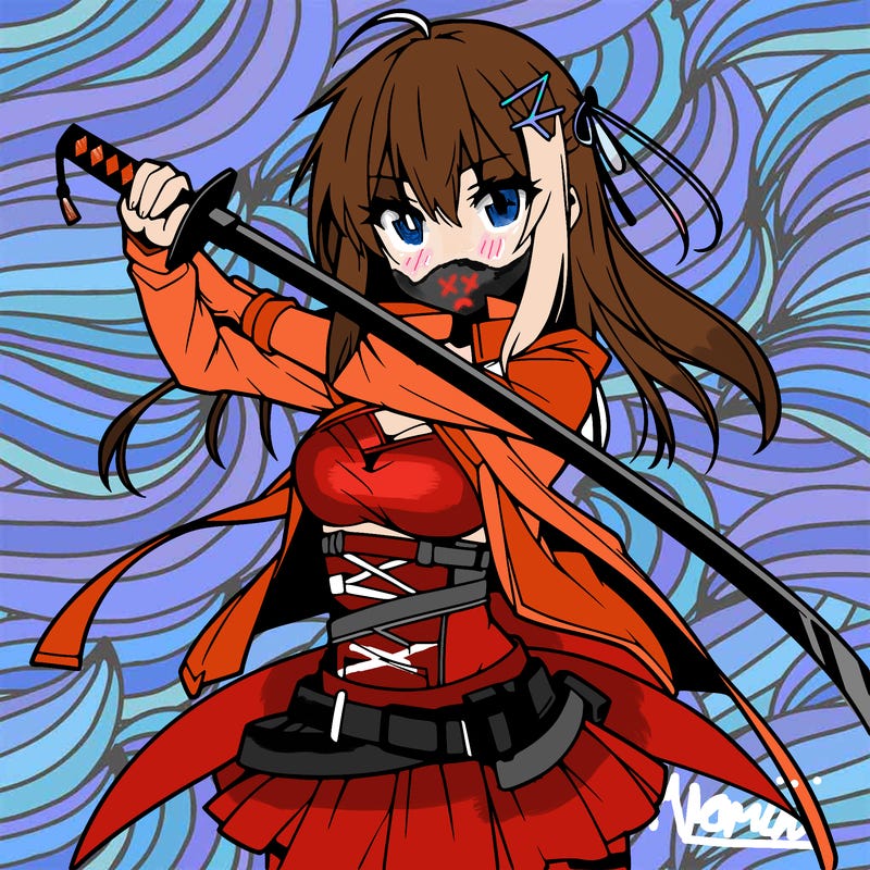 anime girl with sword in cool pose