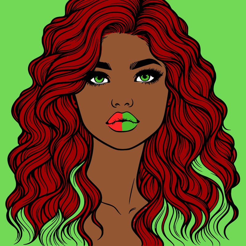 realistic girl with wavy hair and lips
