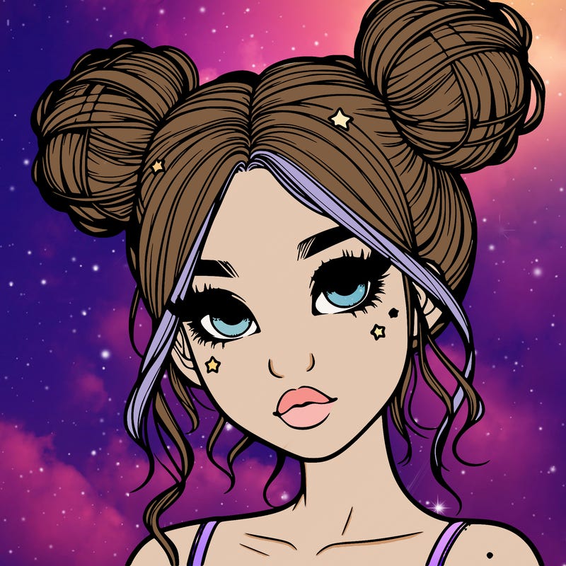 realistic girl with space buns