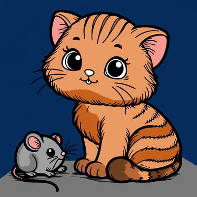 cute kitten with mouse