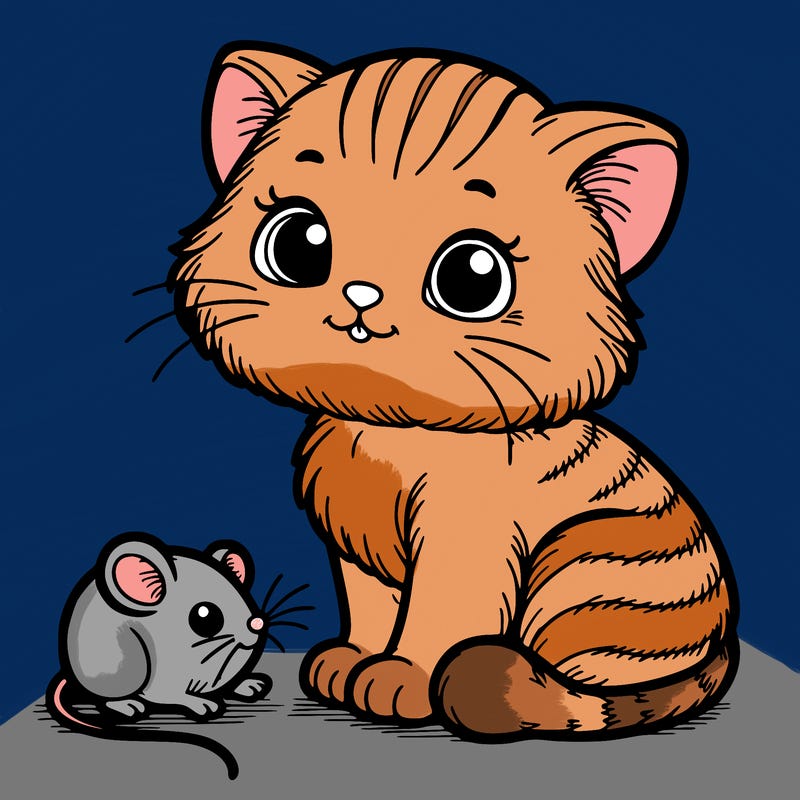 cute kitten with mouse