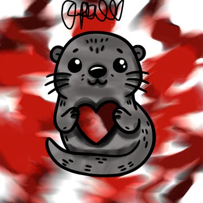 otter with a heart
