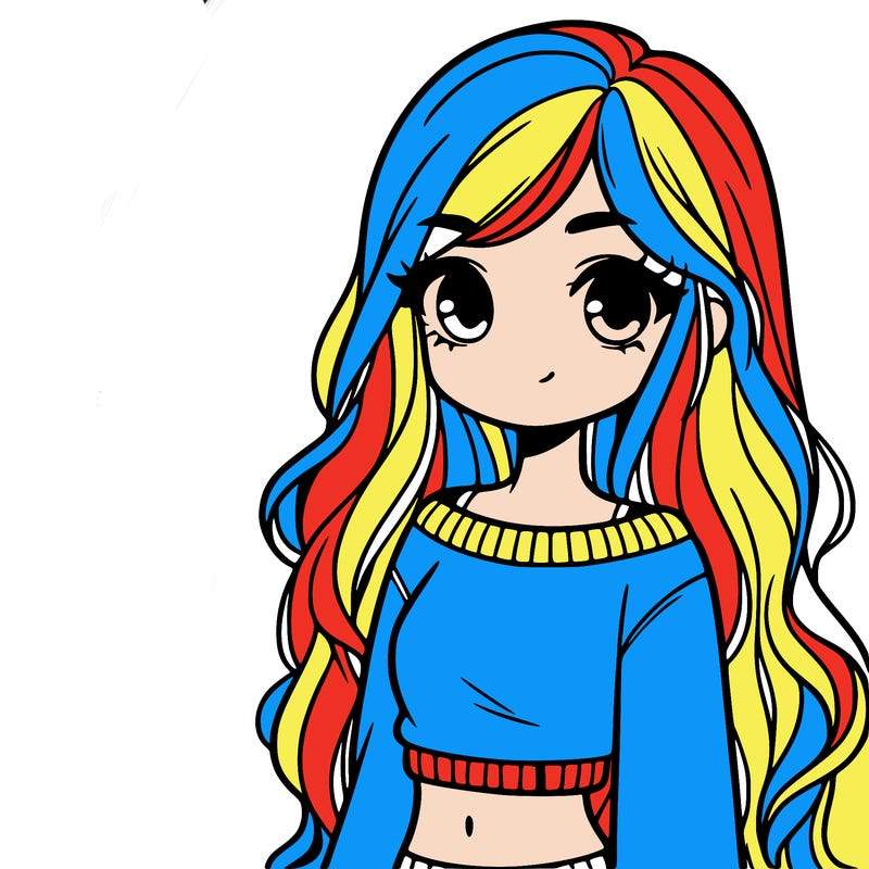 girl with long hair and a crop top with a sweater