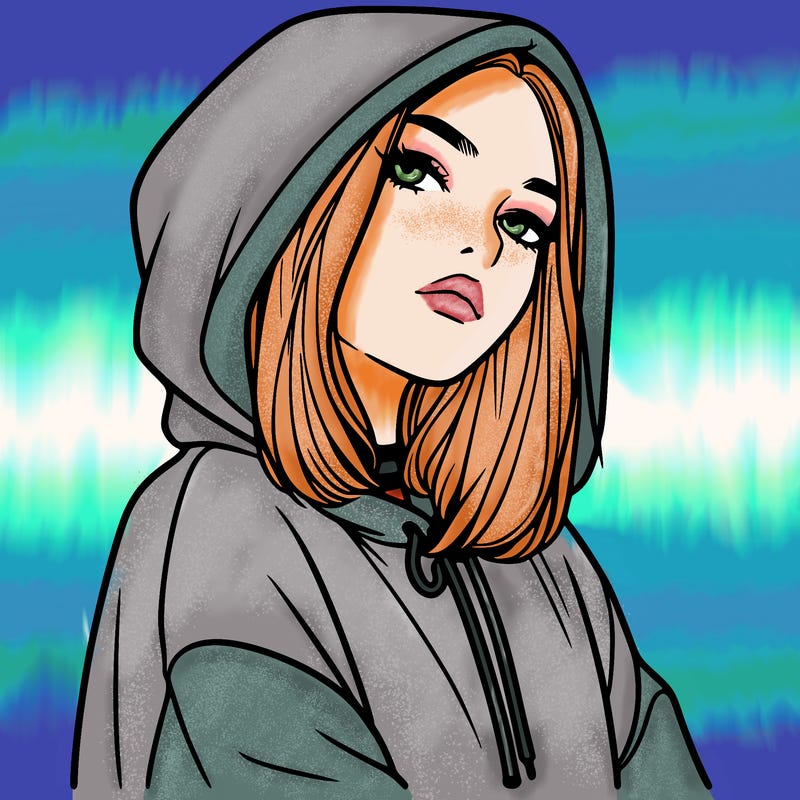 a realistic girl in a hoodie