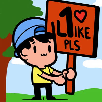 guy holding sign saying 1 like pls