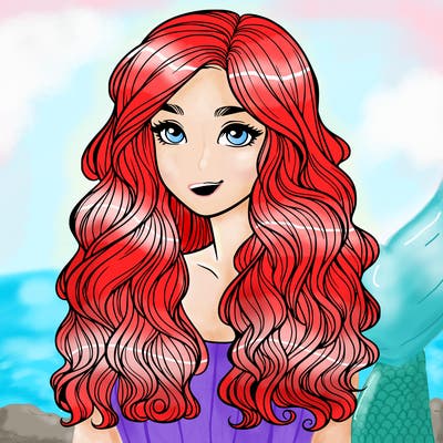 realistic girl with wavy hair