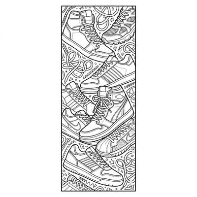 Dive into the world of athletic footwear with this unique sneaker coloring page, designed as a stylish bookmark. Personalize your favorite shoe styles and add a touch of urban flair to your reading adventures.