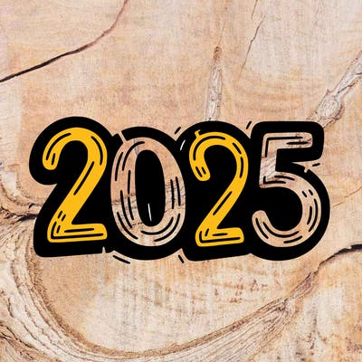 one line scrawled numbers sketch design “2025”