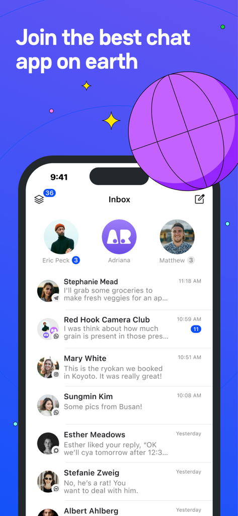 Beeper app unified inbox interface displaying messages from multiple chat networks