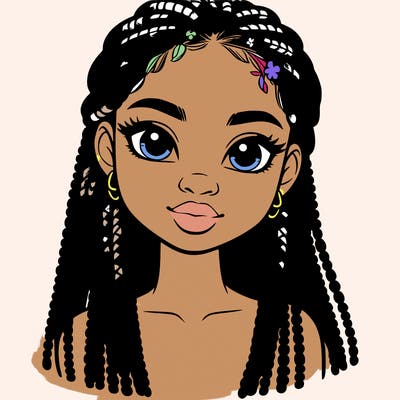 a realistic black girl with braids