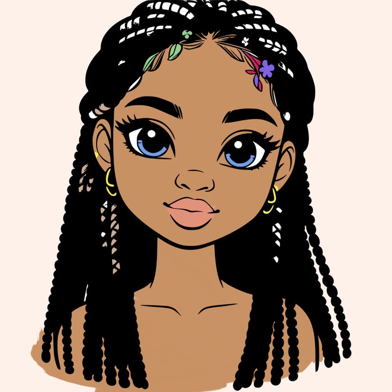 a realistic black girl with braids