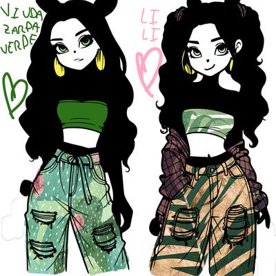 2 girls in crop tops and baggy jeans ripped