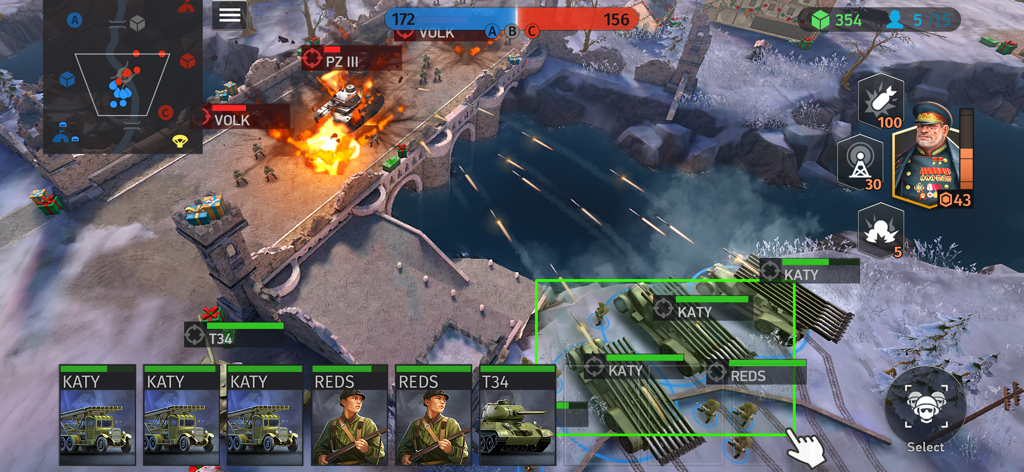 World War Armies: WW2 PvP RTS - Real-time strategy battle scene with tanks and infantry in World War Armies