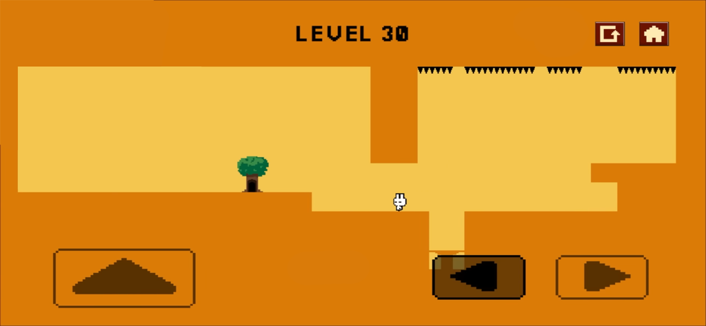 Die Again: Troll Puzzle Game - Gameplay of Die Again Troll Puzzle Game showing level 30 with retro pixel art and ceiling spikes