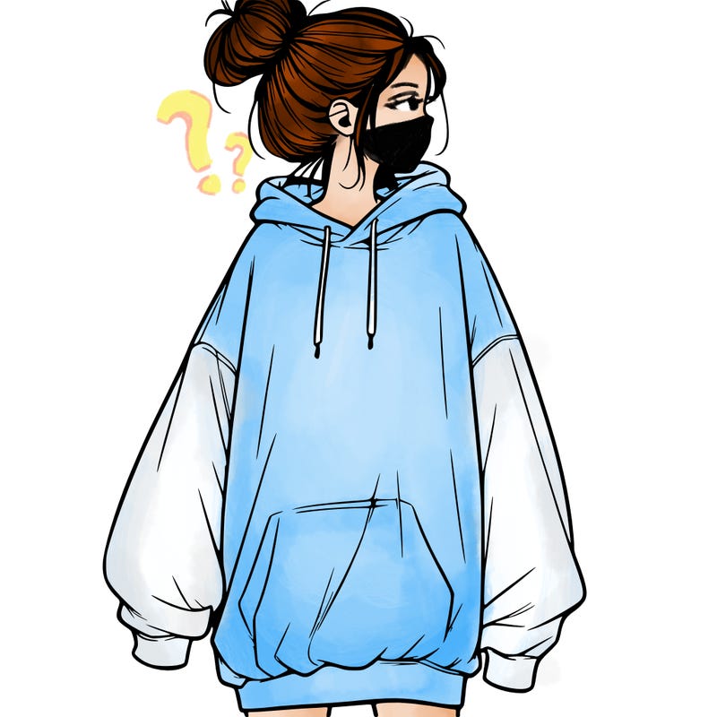 realistic girl with a oversized sweatshirt on and a bun