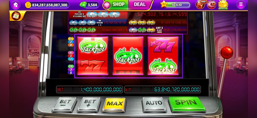 Bravo Classic Slots:777 Slots - Bravo Classic Slots game screen with three reels and jackpot symbols