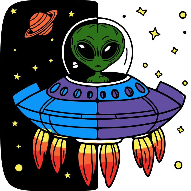 alien in a spaceship