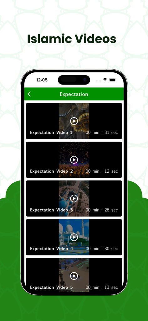 Al Quran Bengali Translation - A screen showing a list of Islamic videos within the Al Quran Bengali Translation app.