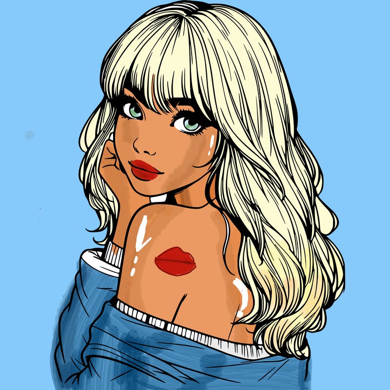 realistic girl with bangs looking over her shoulder