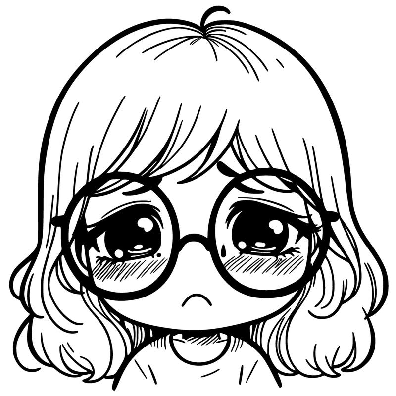 sad girl with big glasses