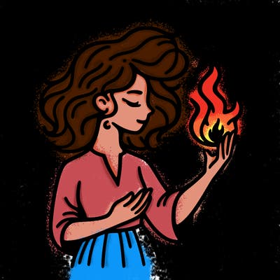 woman with fire