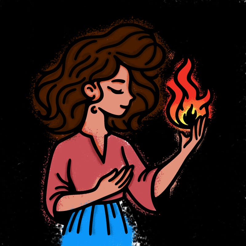 woman with fire