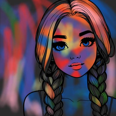 realistic girl with braids