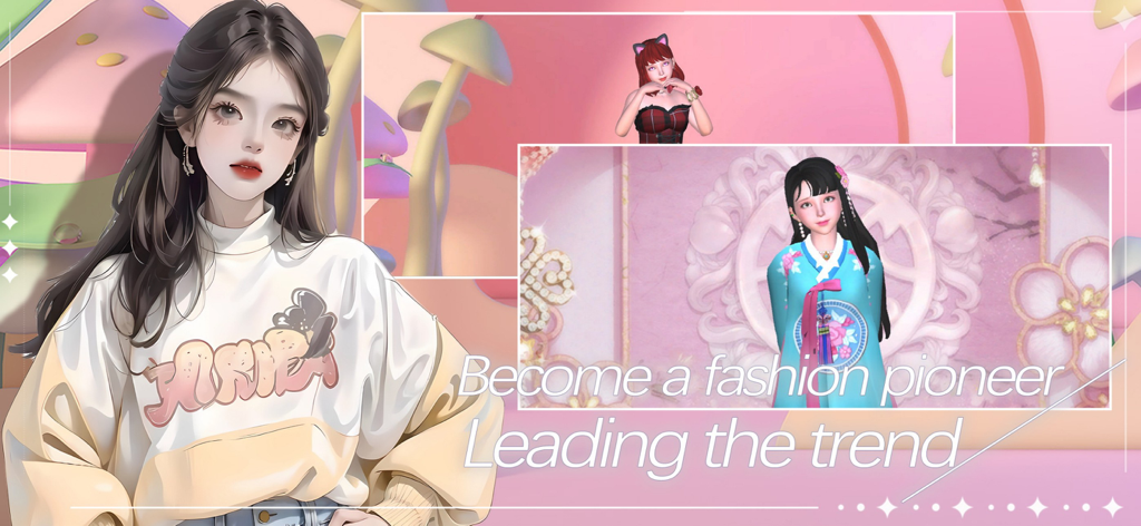 Dancing Dress Up Star - A collage showing different 3D character models and fashion styles from the Dancing Dress Up Star mobile game