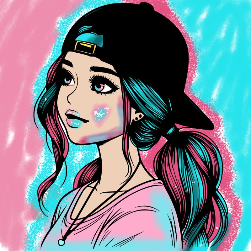 realistic girl with a backwards hat