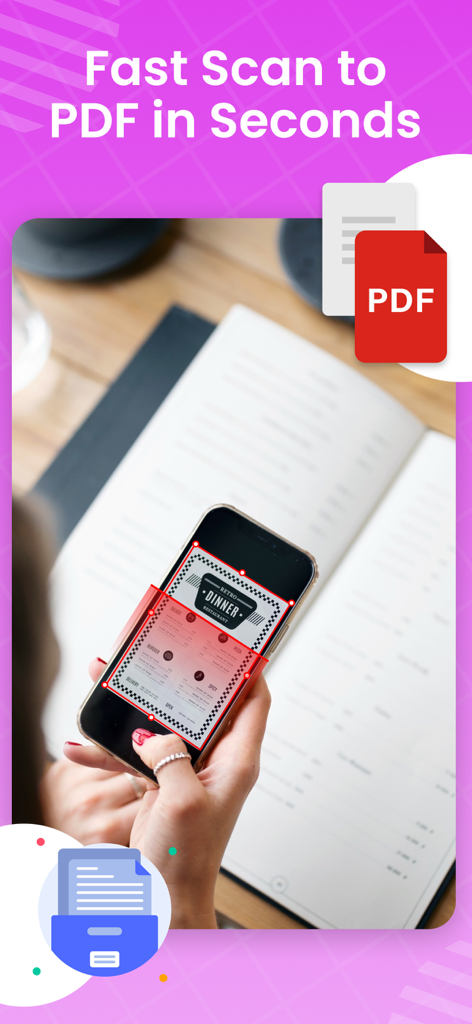 Image to Text: PDF Scanner App - レストランのメニューをスキャンしてPDFファイルに変換するスマートフォン