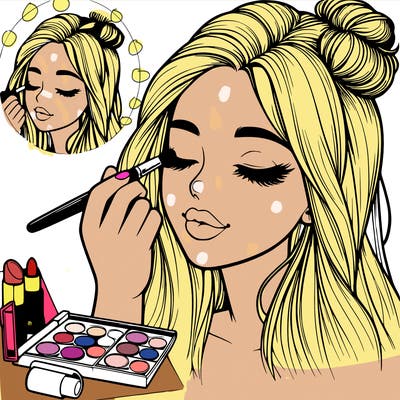 realistic girl doing makeup