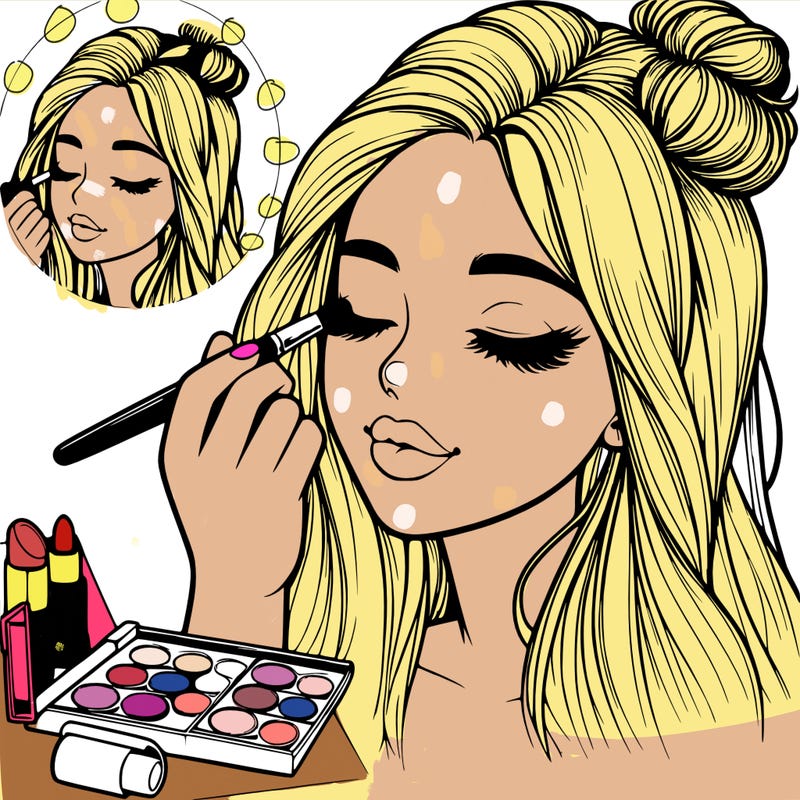 realistic girl doing makeup