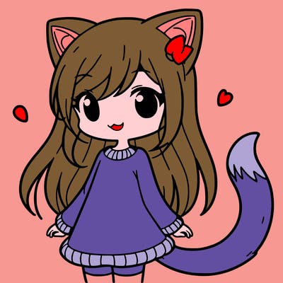girl with cat ears and tail