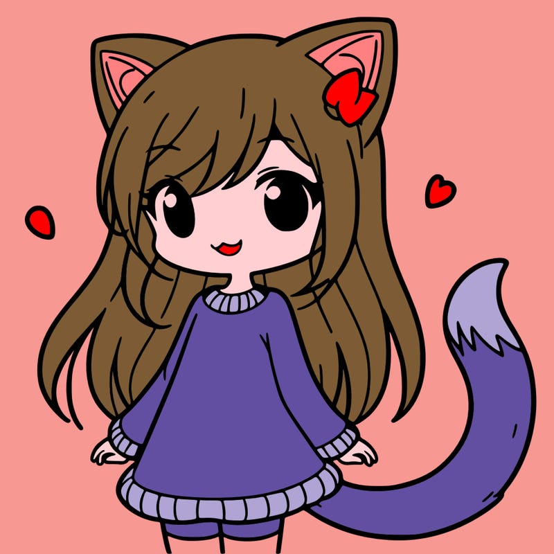 girl with cat ears and tail