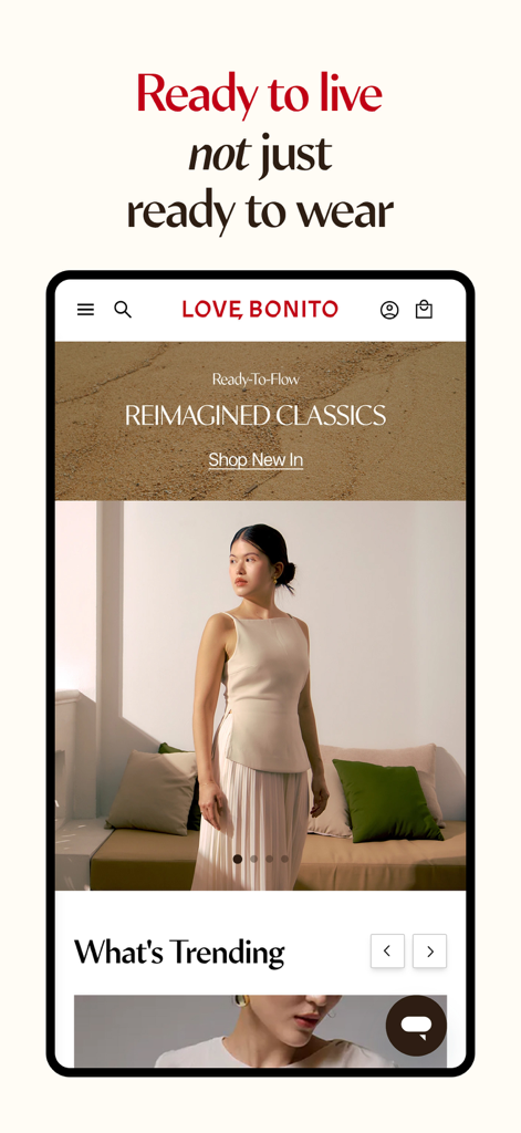 Love, Bonito - Love Bonito Mode-App-Startseite mit der neu gestalteten Klassik-Kollektion