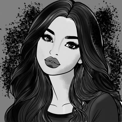 realistic girl with hair on her hair and lips