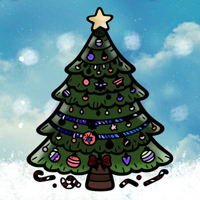 christmas tree with lots of details