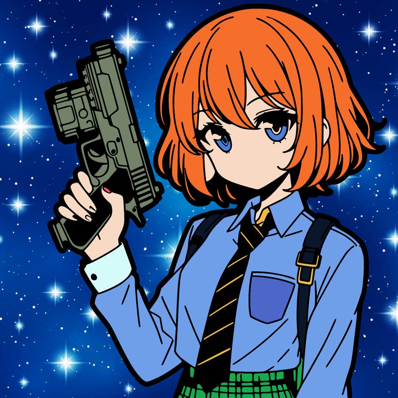 girl manga character with a gun